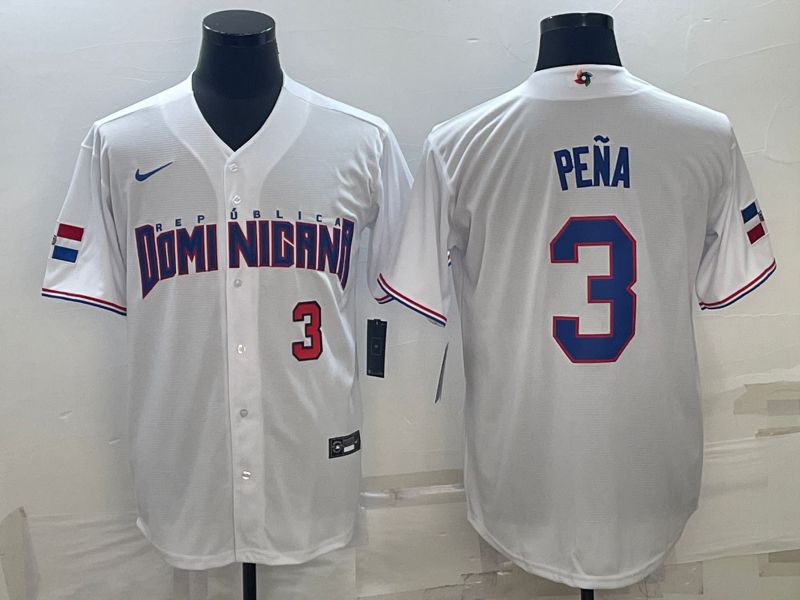 Men 2025 World Cup Dominican #3 Pena White Nike MLB Jersey style 3->more jerseys->MLB Jersey